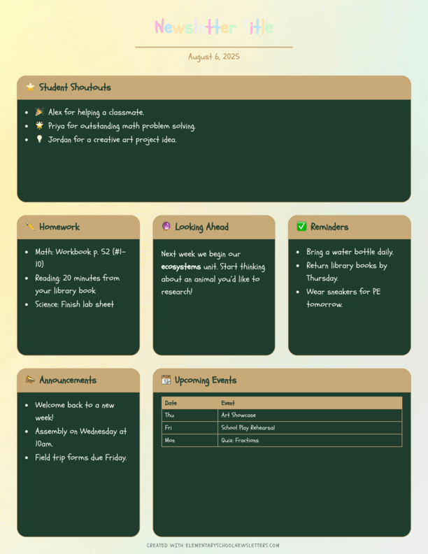 Default newsletter template with clean layout